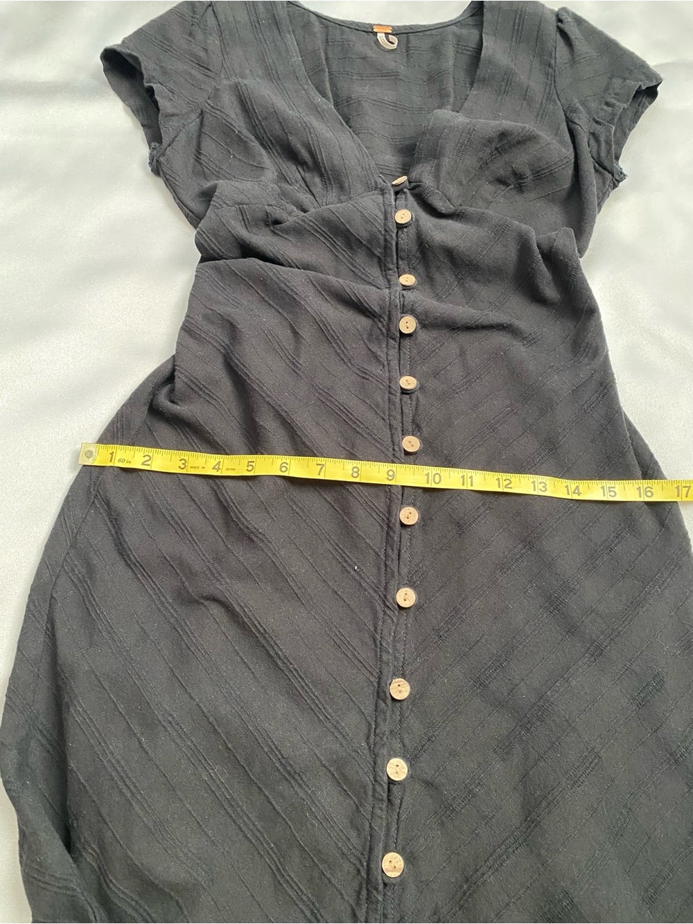 Free People Womens XS Black New In Town Midi Dress Boho Button Front V Neck - Picture 12 of 16